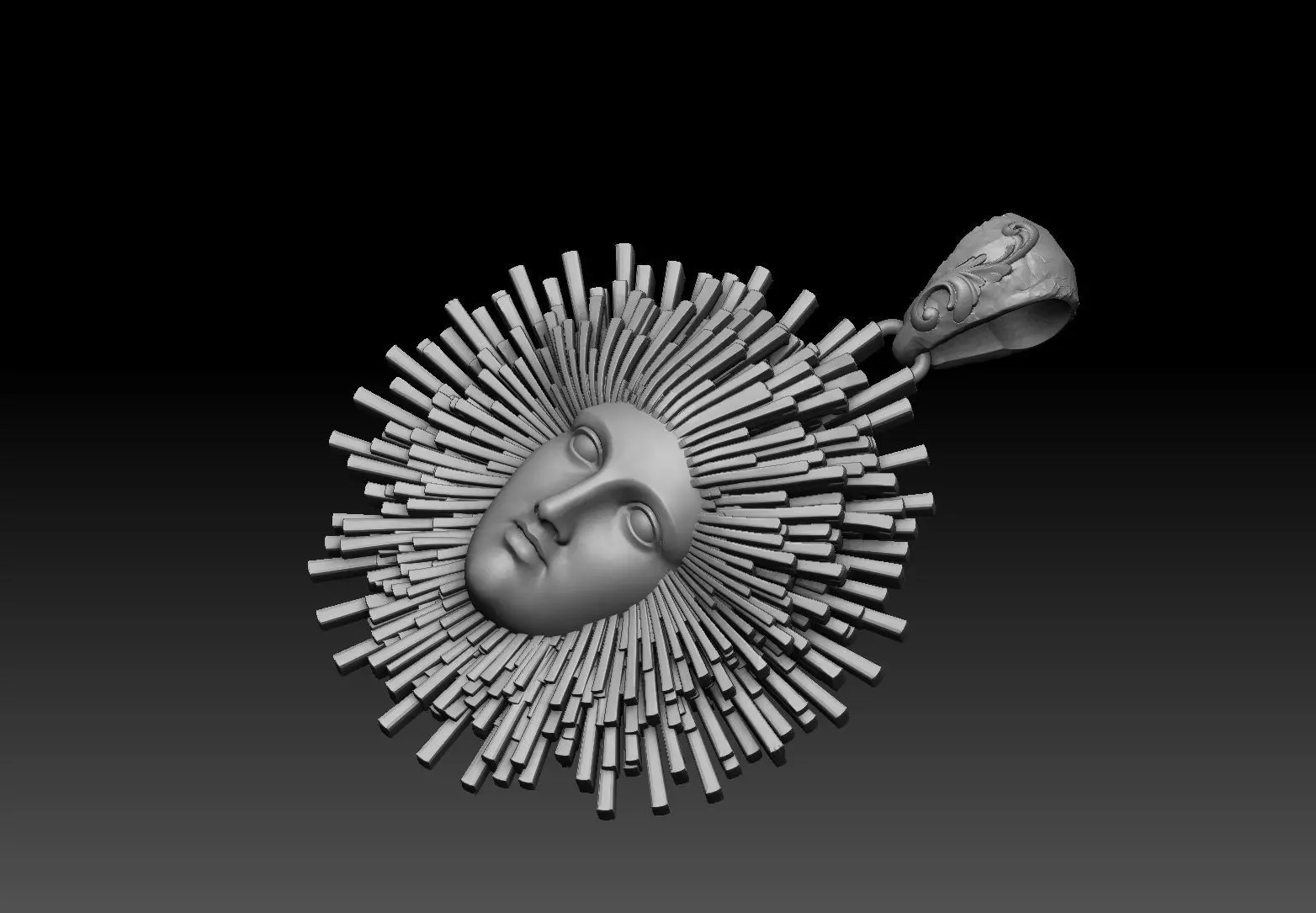 sun GOD pendant 3D print model_0