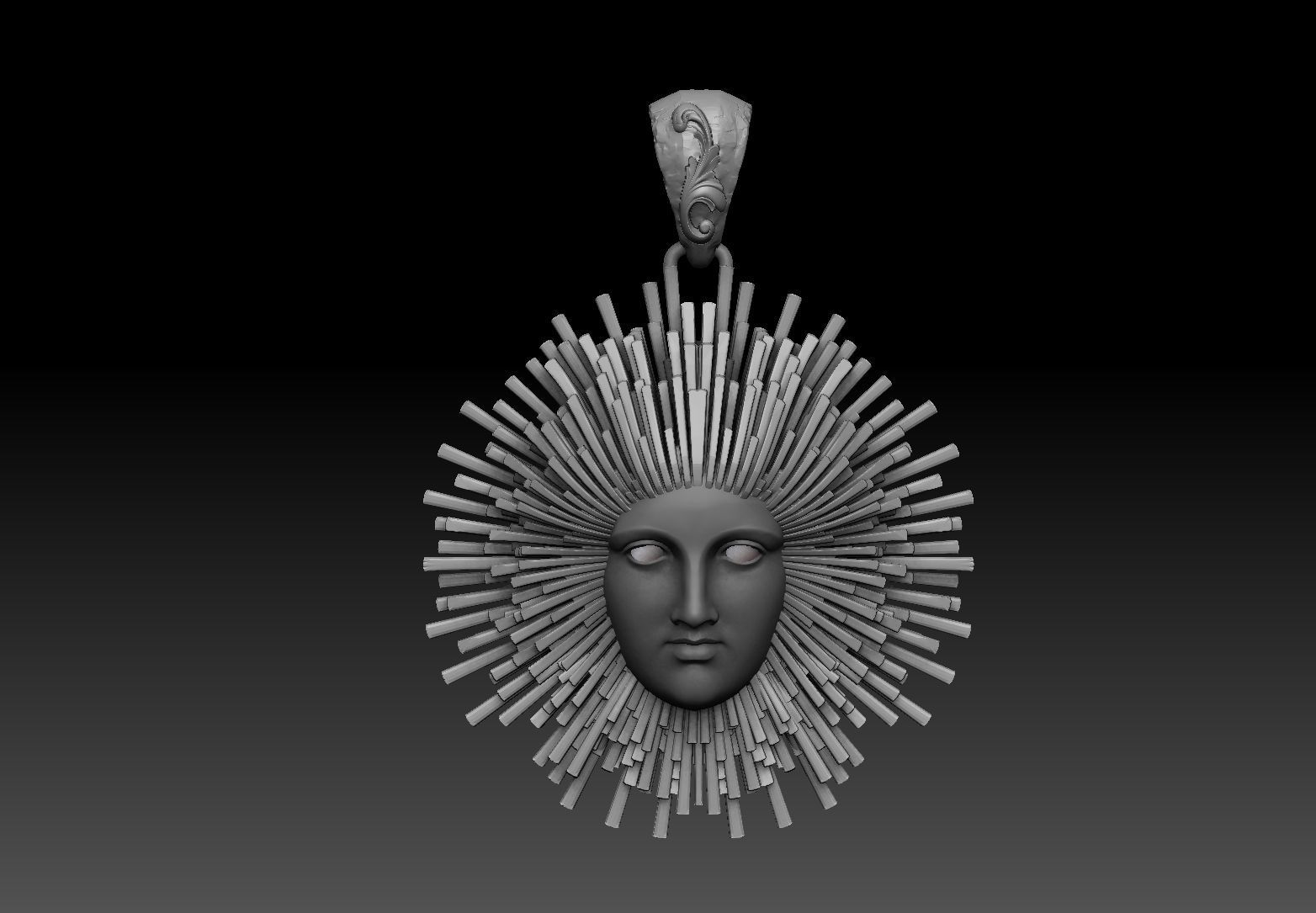 sun GOD pendant 3D print model_4