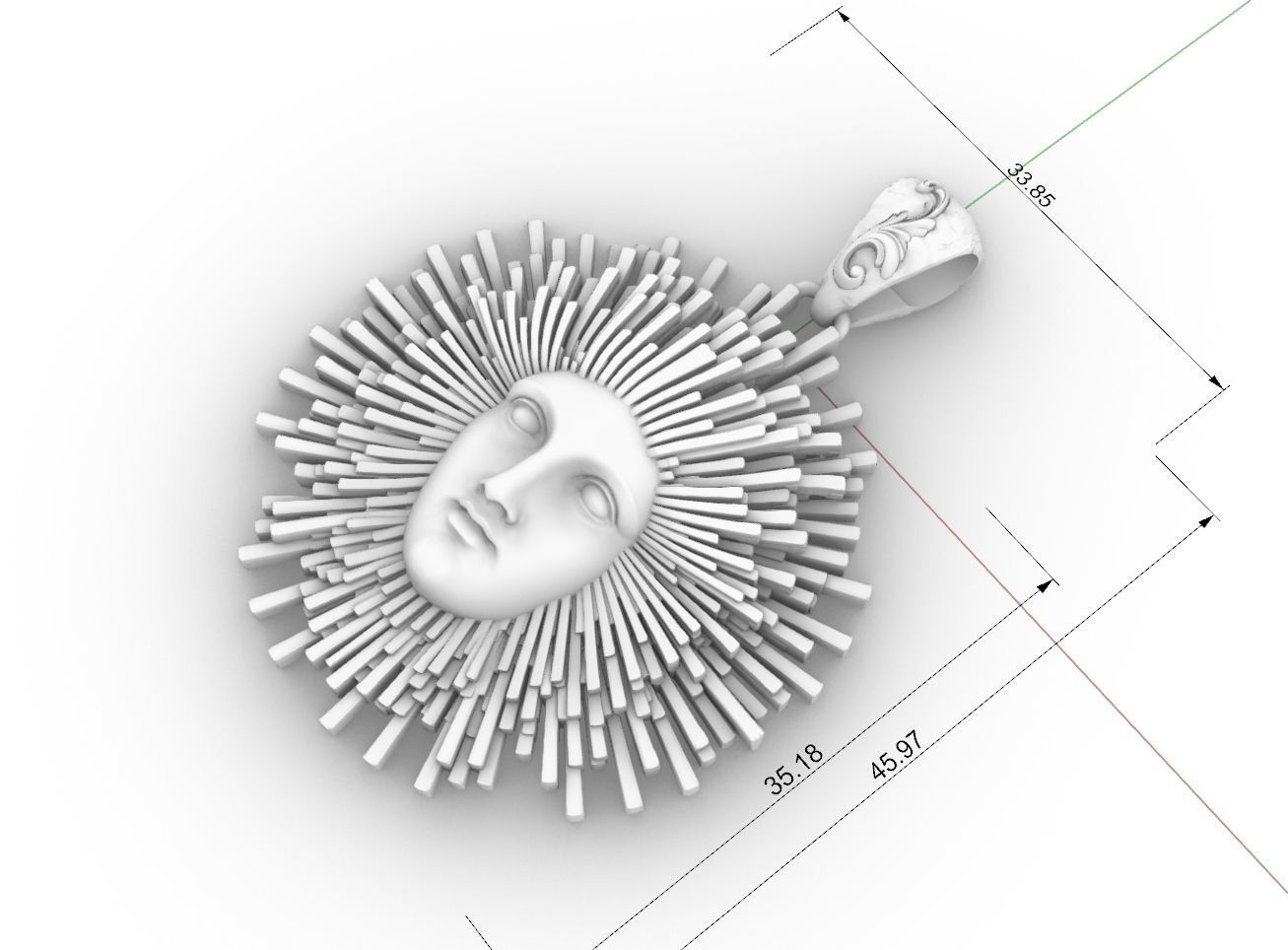 sun GOD pendant 3D print model_9