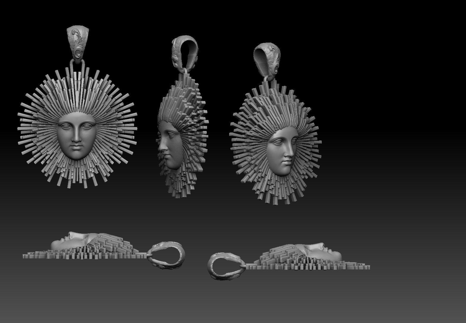sun GOD pendant 3D print model_1