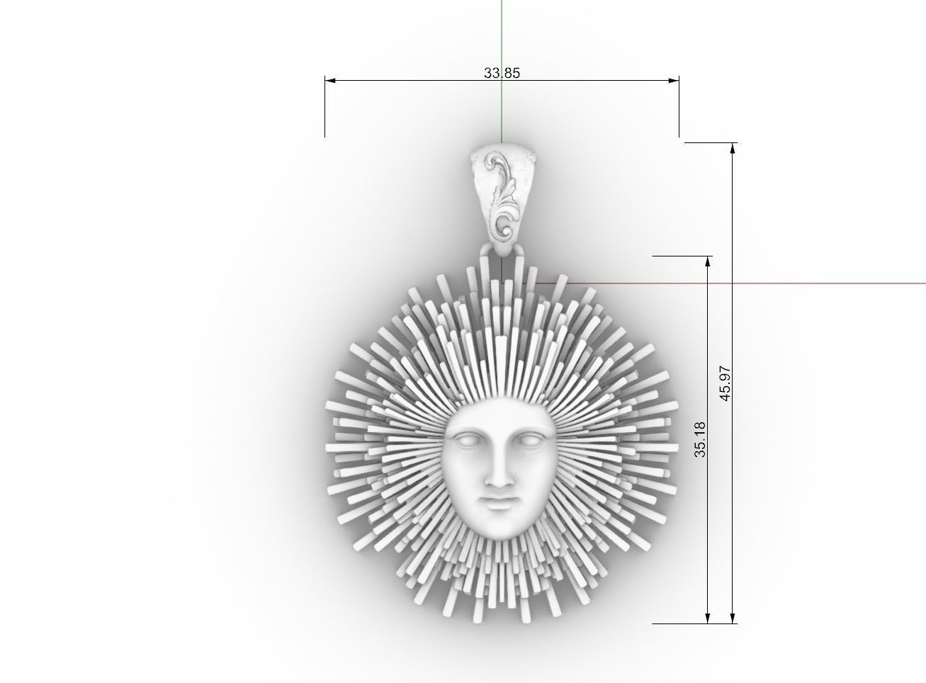 sun GOD pendant 3D print model_8