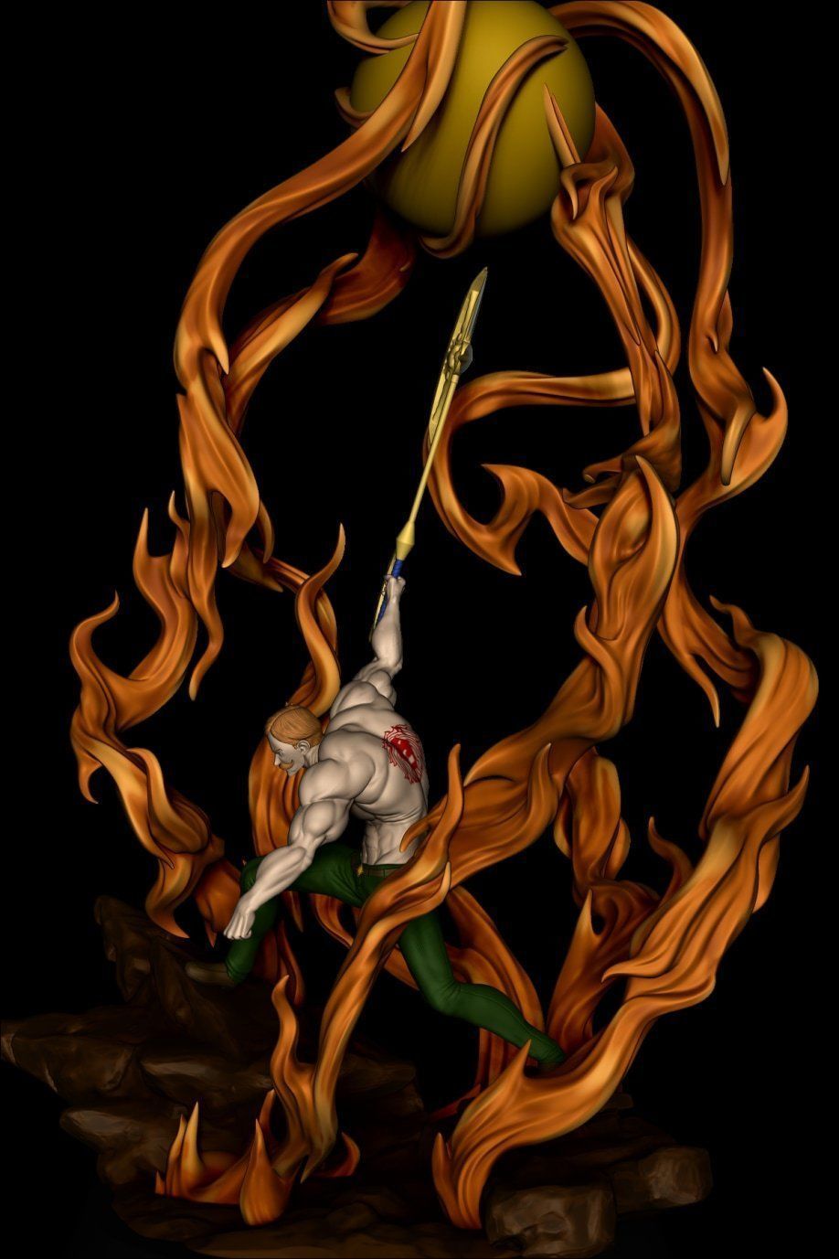 Escanor statue of dragon 3D print model_1