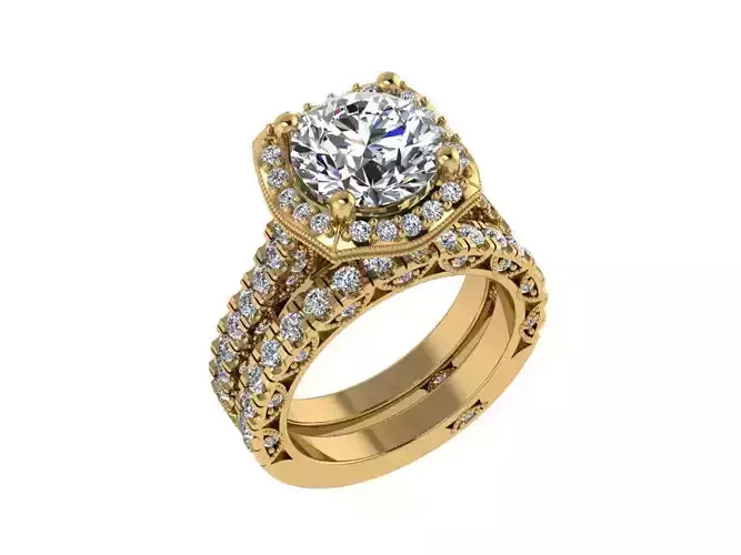 Ring058 engagement ring set gold