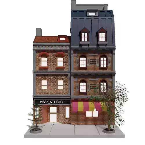 Buildings brick building with awning