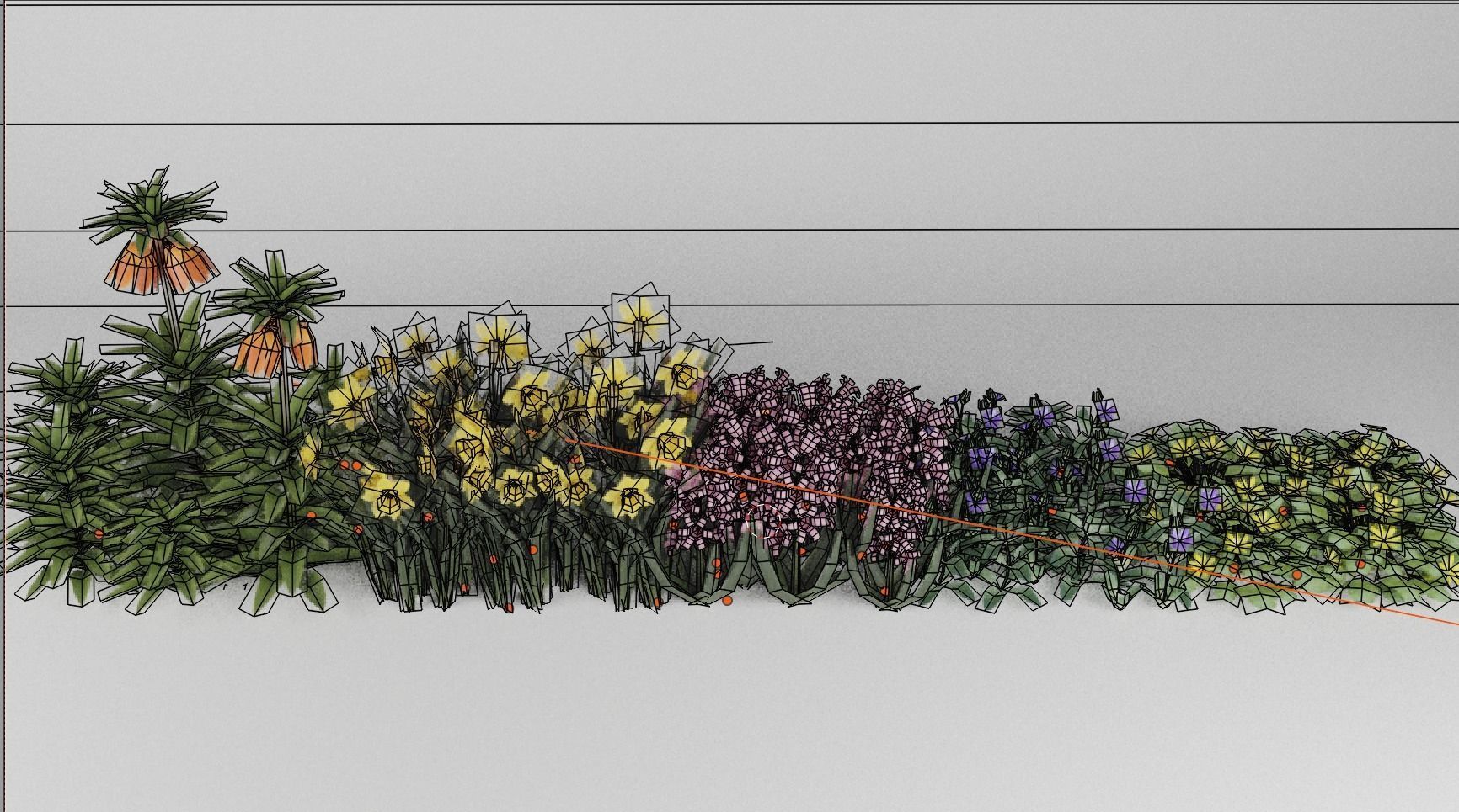Spring Garden Flowers Collection  Low-poly 3D model_1