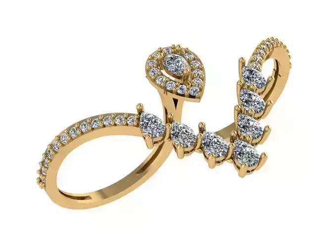 Ring059 pear shaped diamond ring gold