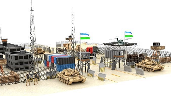 Uzbekistan Military Base Low-poly 3D model