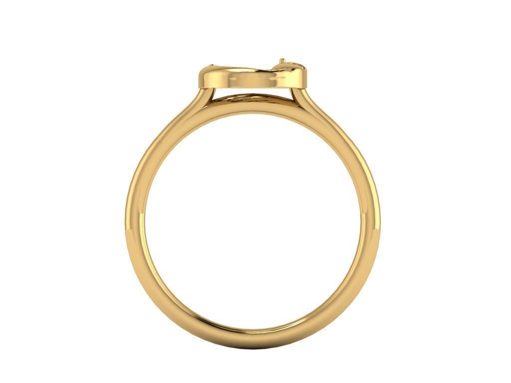 Ring061 gold ring with diamond in center 3D print model_2