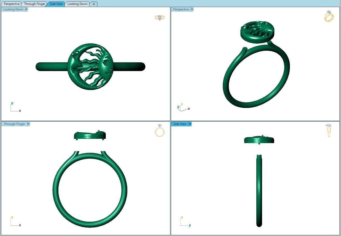 Ring061 gold ring with diamond in center 3D print model_8