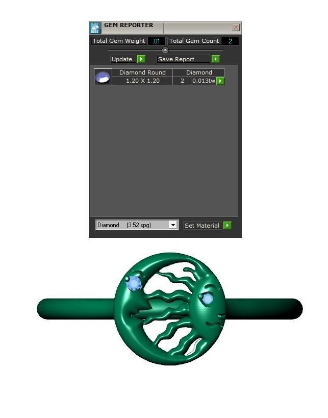 Ring061 gold ring with diamond in center 3D print model_6