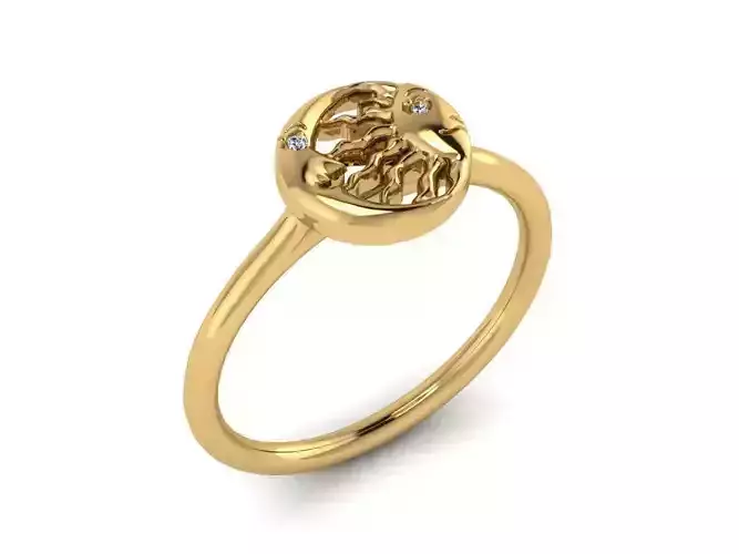 Ring061 gold ring with diamond in center