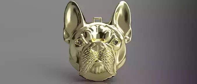 french bulldog pendant gold with stone set eyes 3D print model