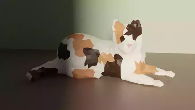 Low Poly Cat Model calico Low-poly 3D model