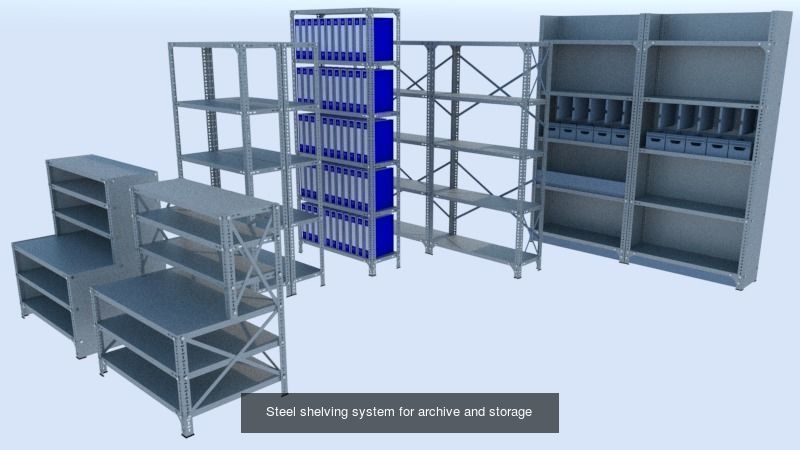 Storage and Archiving Steel Racking Systems 3D Model Collection_1