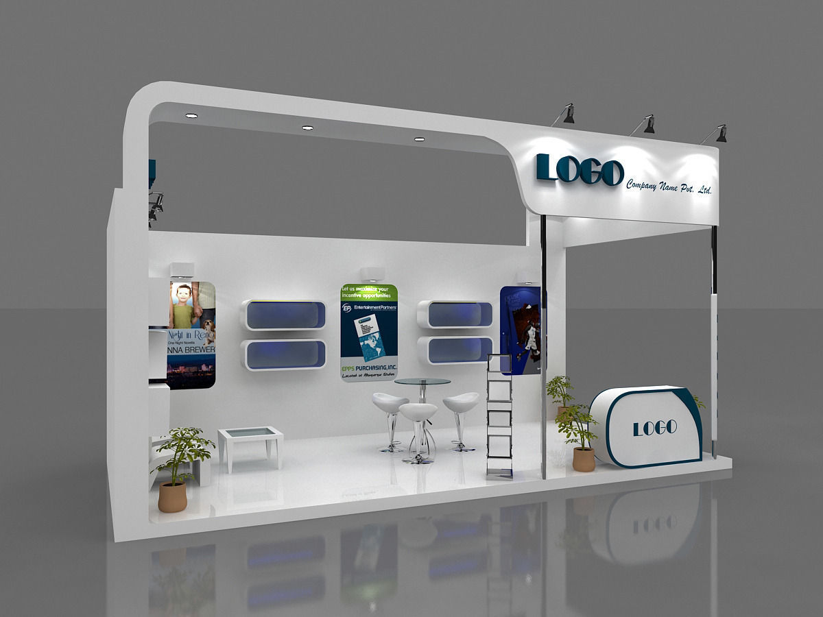 Exhibition Booth 3D Model 6 mtr x 3 mtr 2 sides open 3D model_3