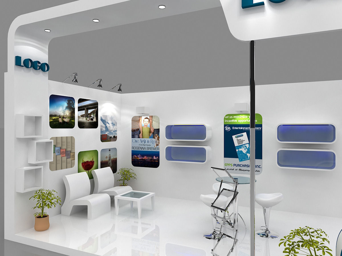 Exhibition Booth 3D Model 6 mtr x 3 mtr 2 sides open 3D model_5