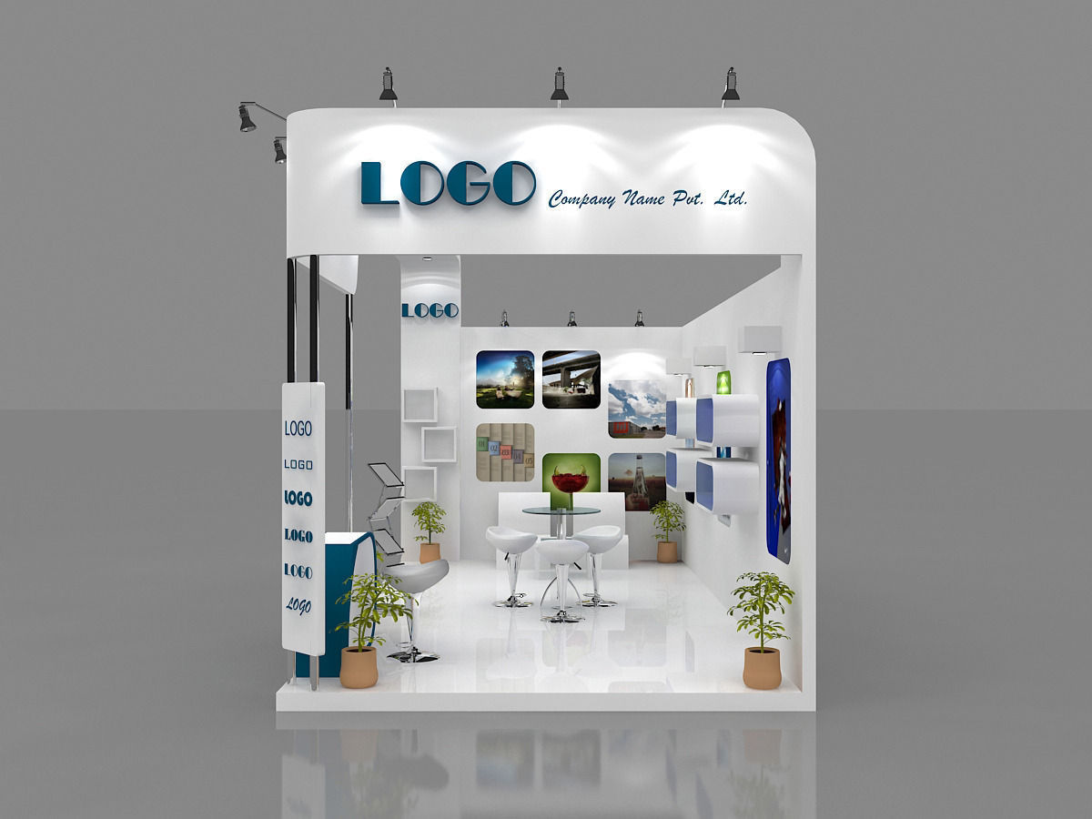 Exhibition Booth 3D Model 6 mtr x 3 mtr 2 sides open 3D model_1