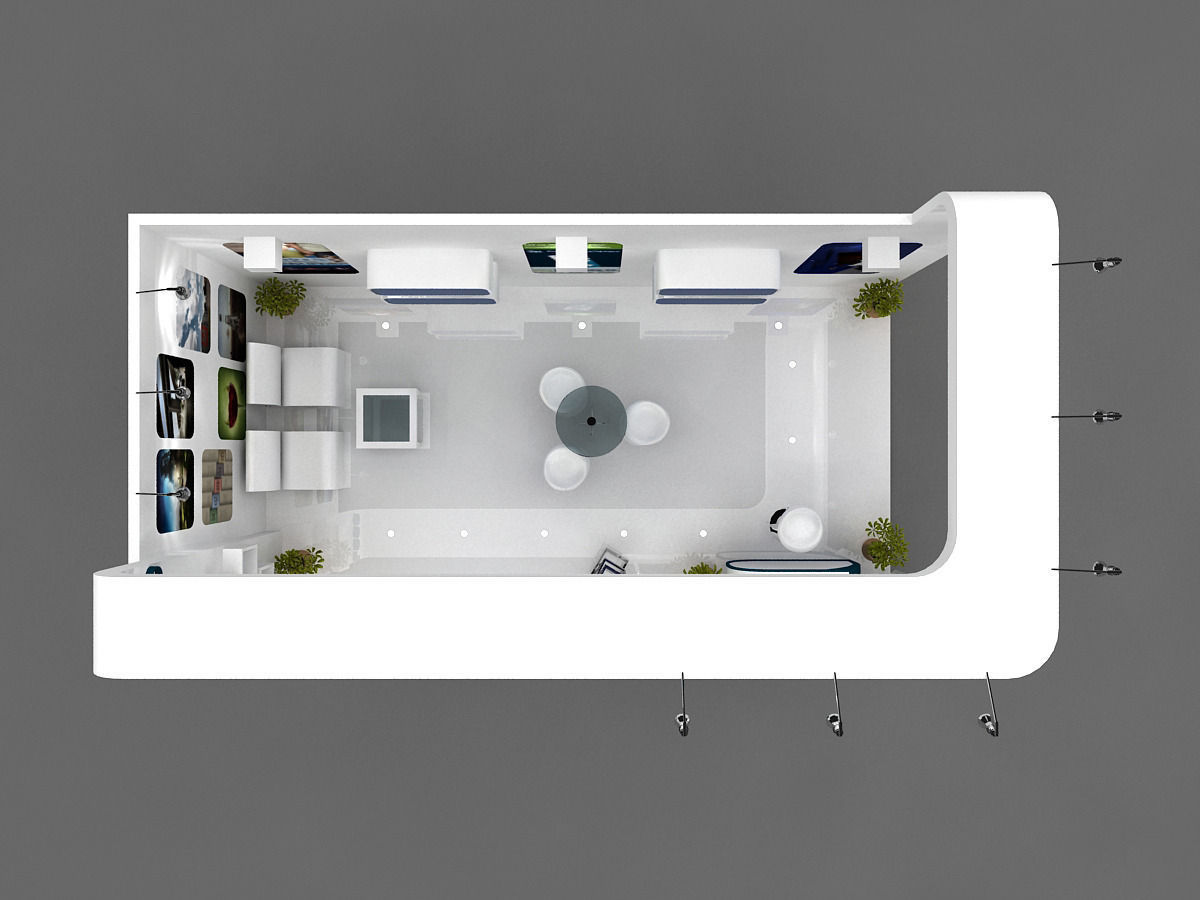 Exhibition Booth 3D Model 6 mtr x 3 mtr 2 sides open 3D model_6