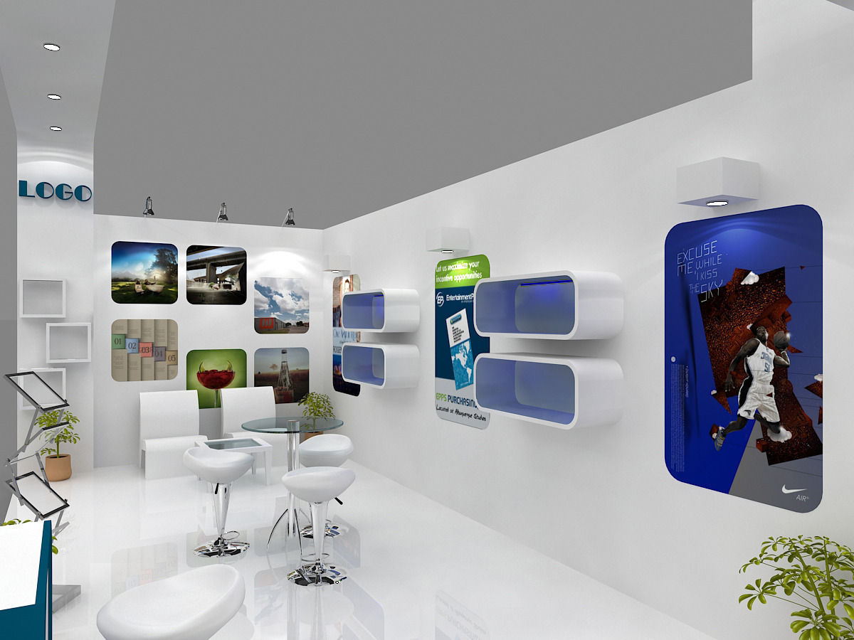 Exhibition Booth 3D Model 6 mtr x 3 mtr 2 sides open 3D model_7