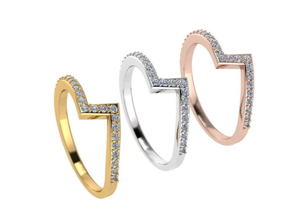 Ring063 chevron diamond ring gold 3D print model_4