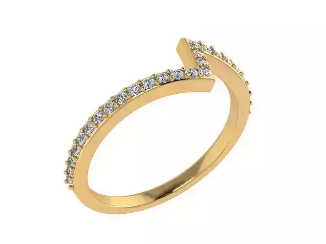 Ring063 chevron diamond ring gold