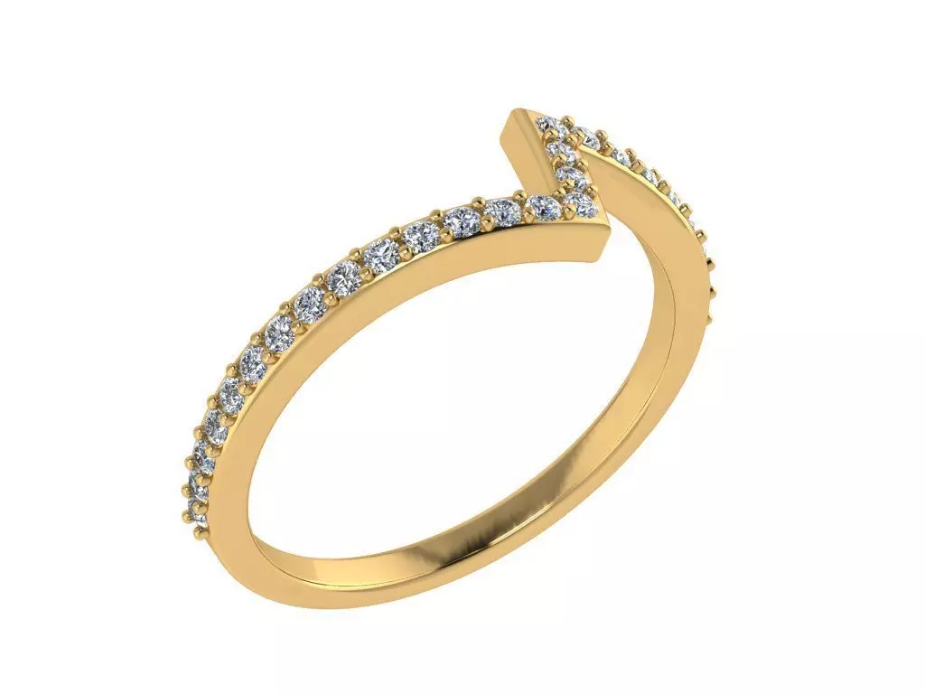 Ring063 chevron diamond ring gold 3D print model_0