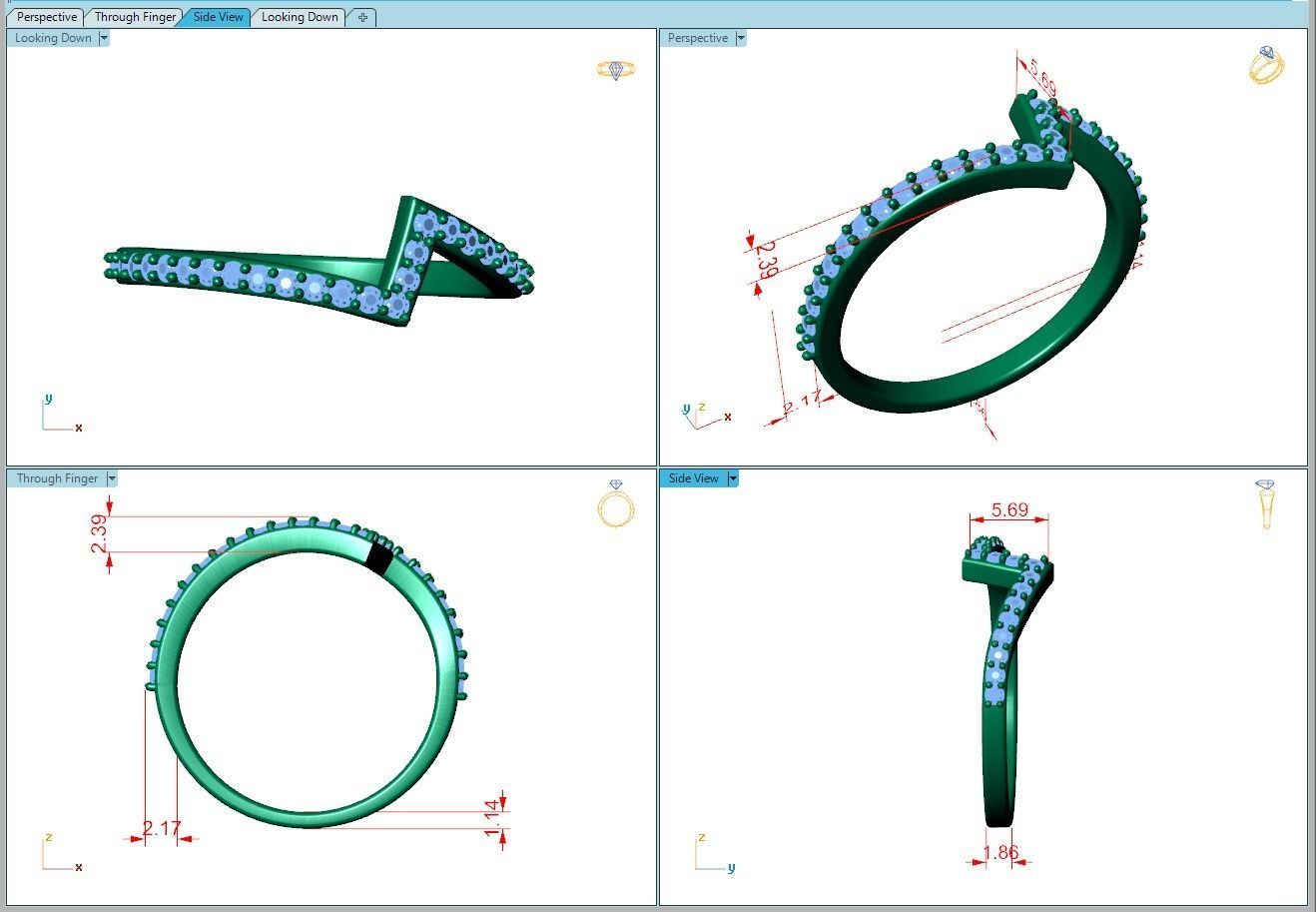 Ring063 chevron diamond ring gold 3D print model_5