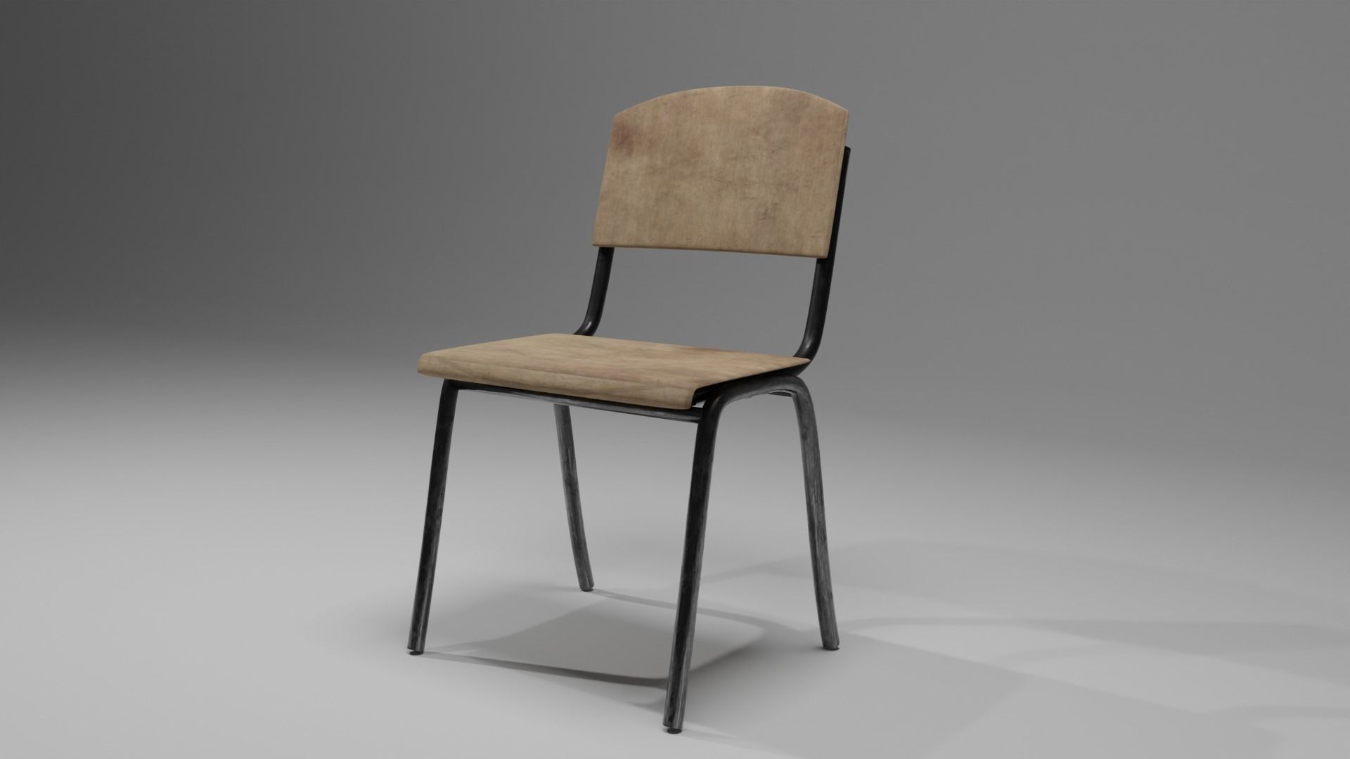 wooden chair 3d game assets Low-poly 3D model_6
