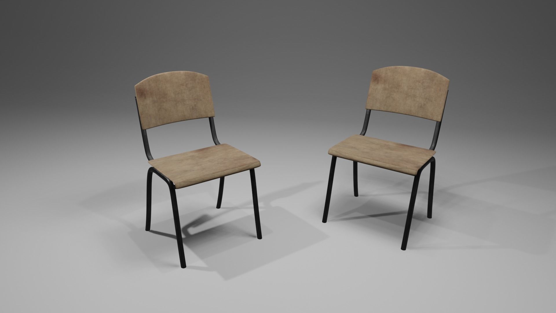 wooden chair 3d game assets Low-poly 3D model_5