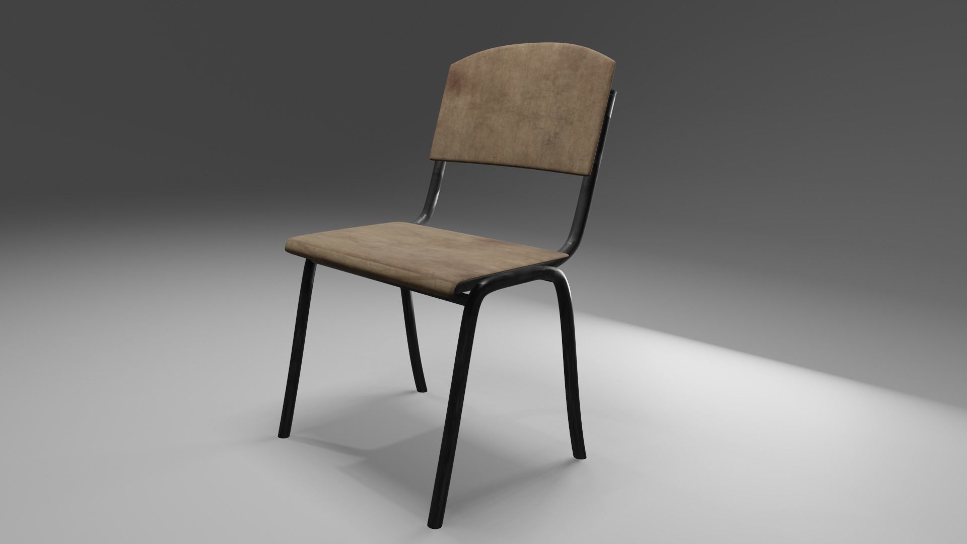 wooden chair 3d game assets Low-poly 3D model_3