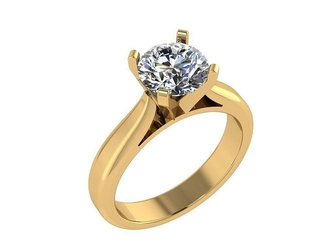 Ring066 solitaire engagement ring gold 3D print model