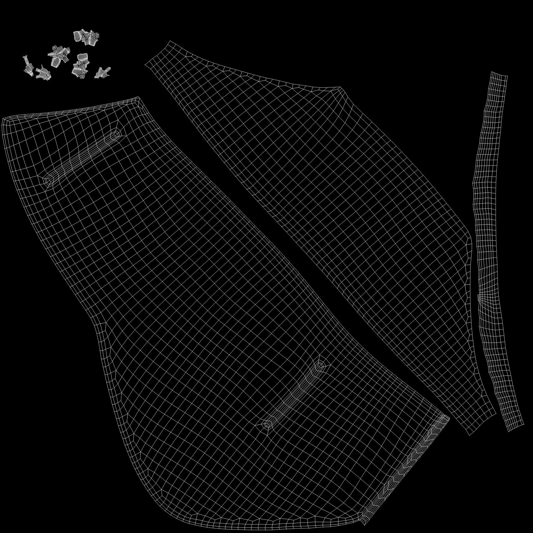 Black Knee Length Leather Skirt Low-poly 3D model_14