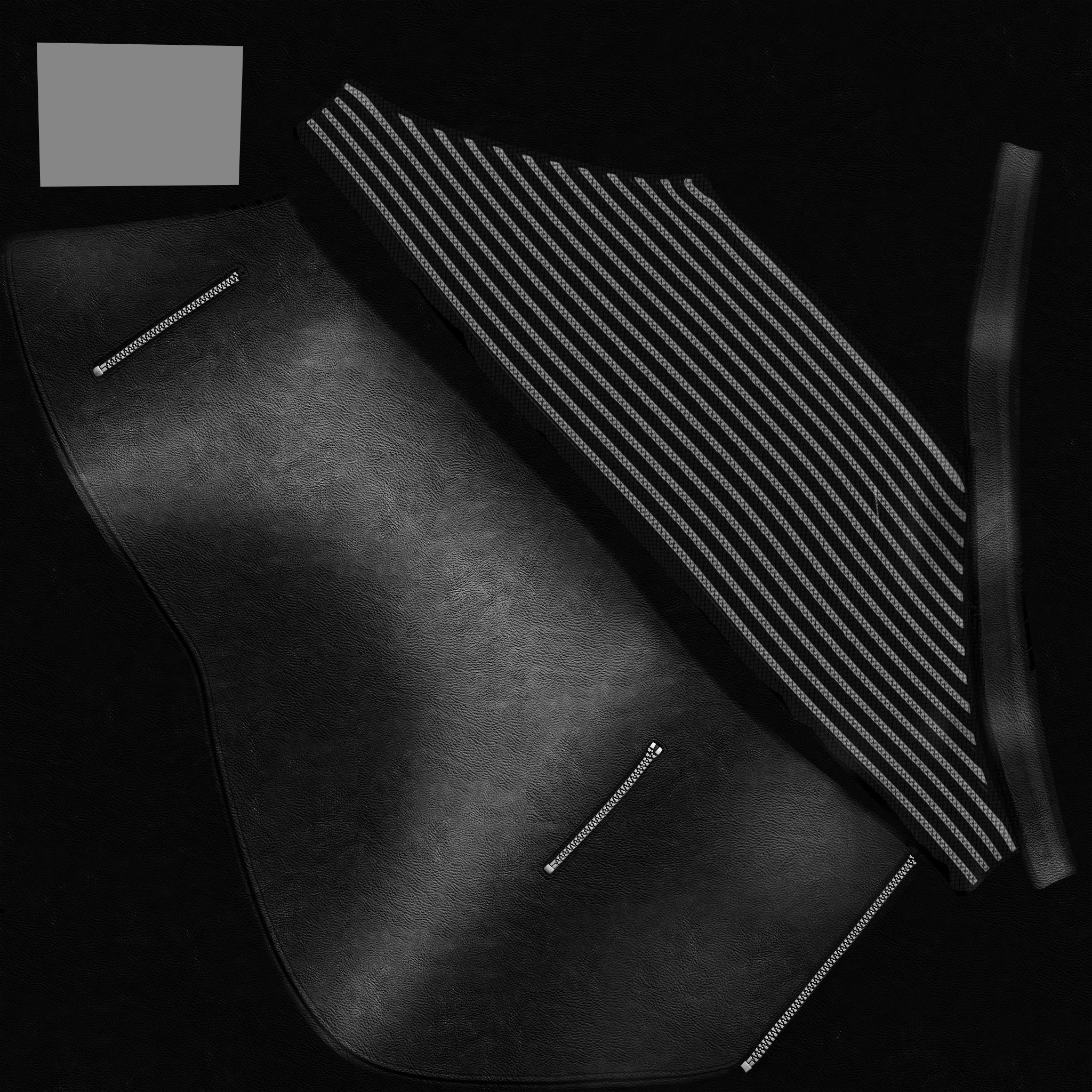 Black Knee Length Leather Skirt Low-poly 3D model_10