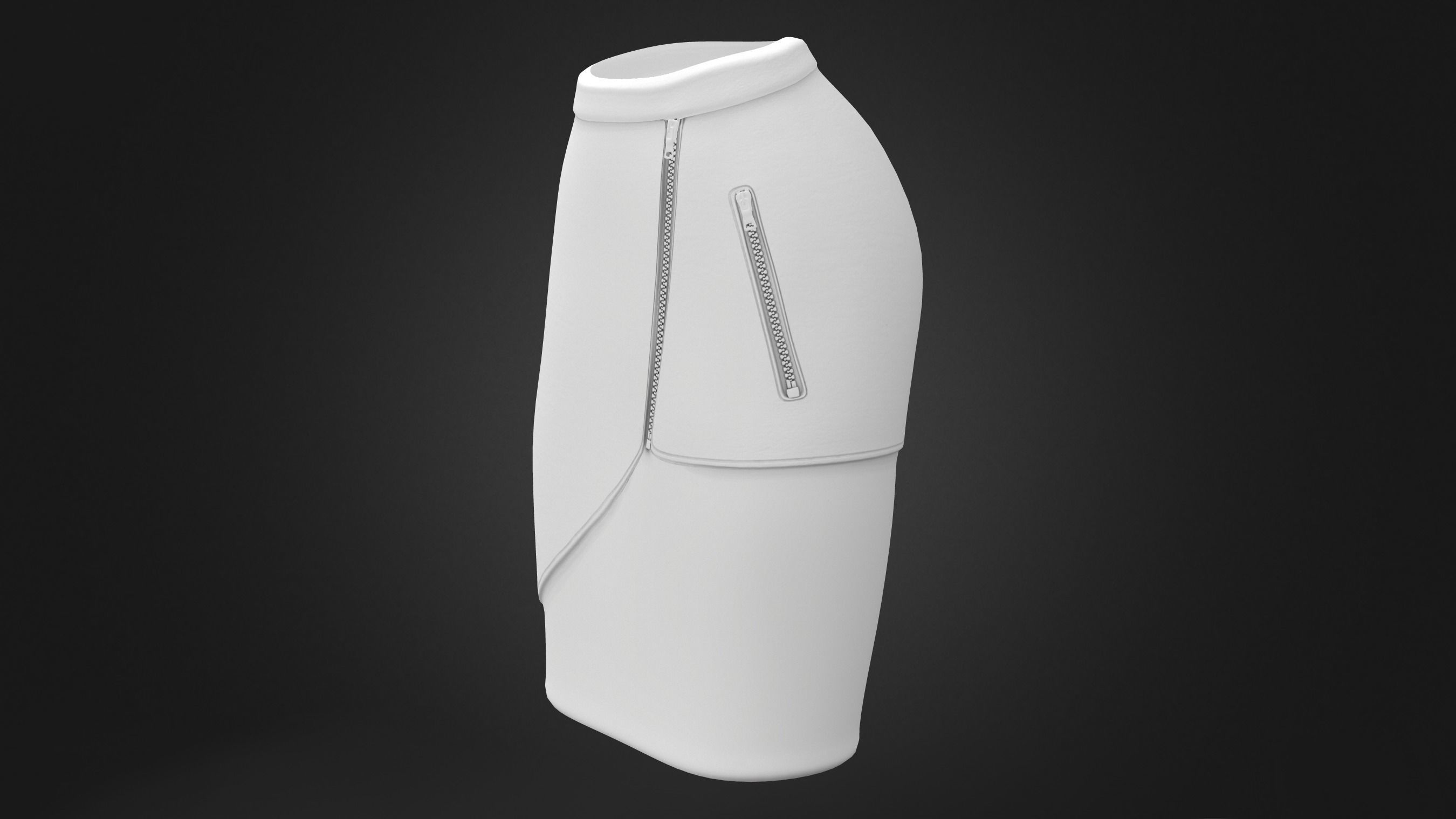 Black Knee Length Leather Skirt Low-poly 3D model_9