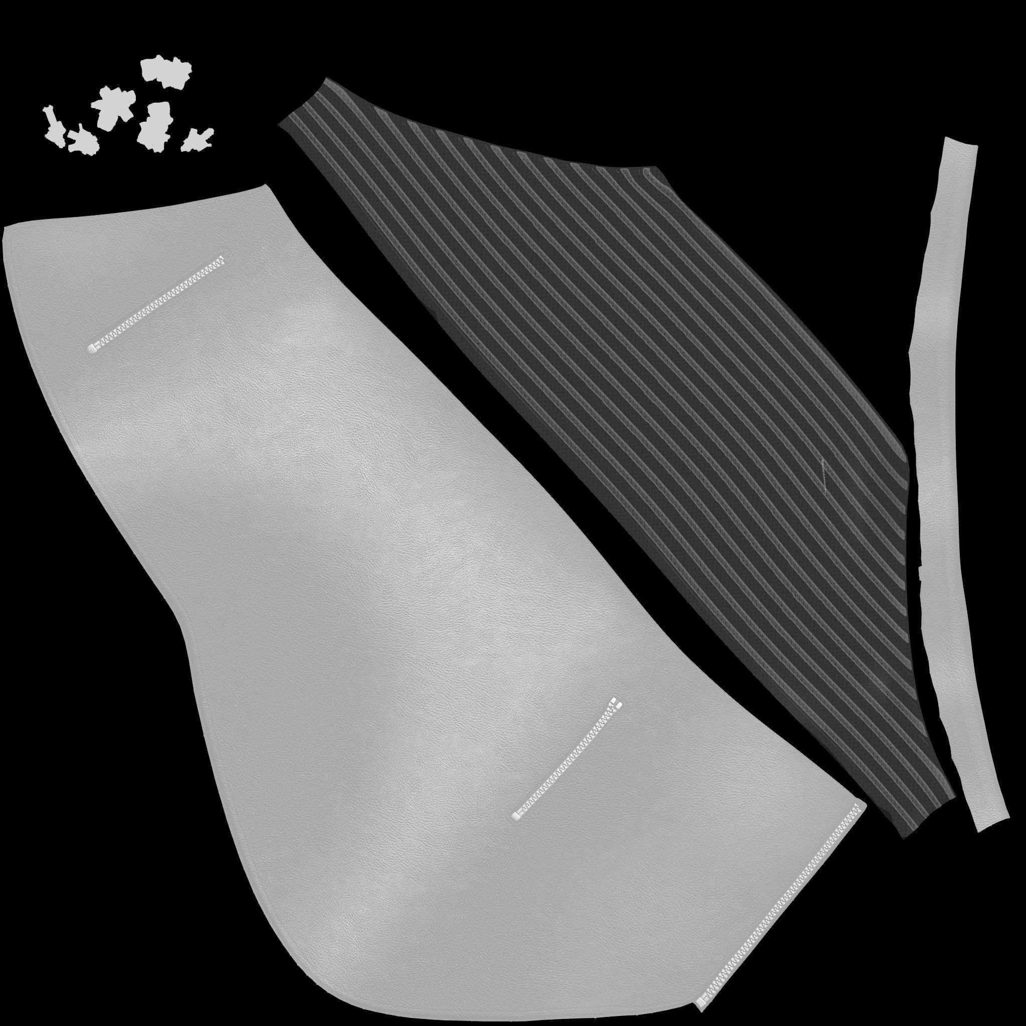 Black Knee Length Leather Skirt Low-poly 3D model_12