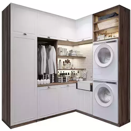 Modern laundry room with clothes and cosmetics 2