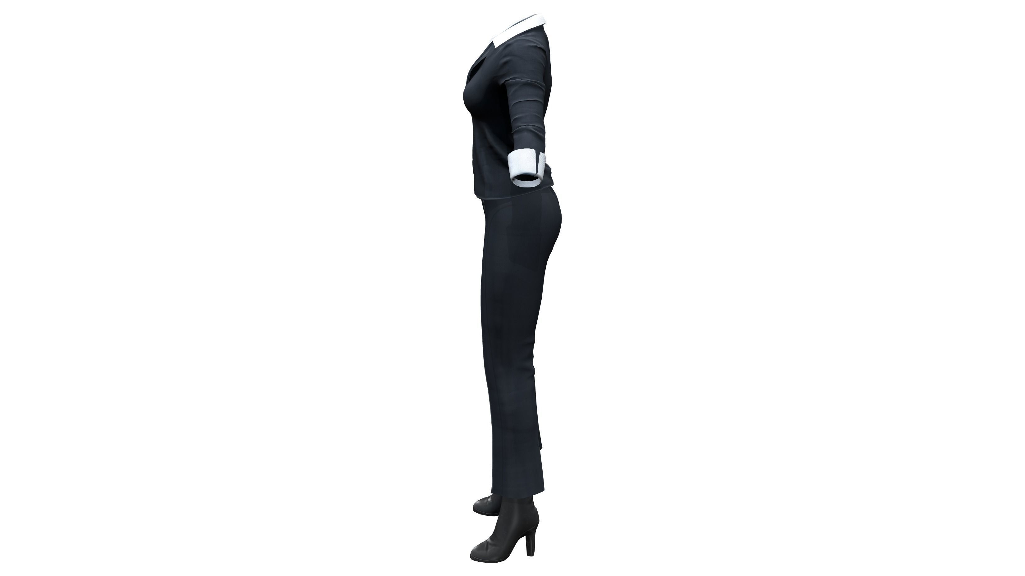 Female Secret Agent Outfit Low-poly 3D model_7
