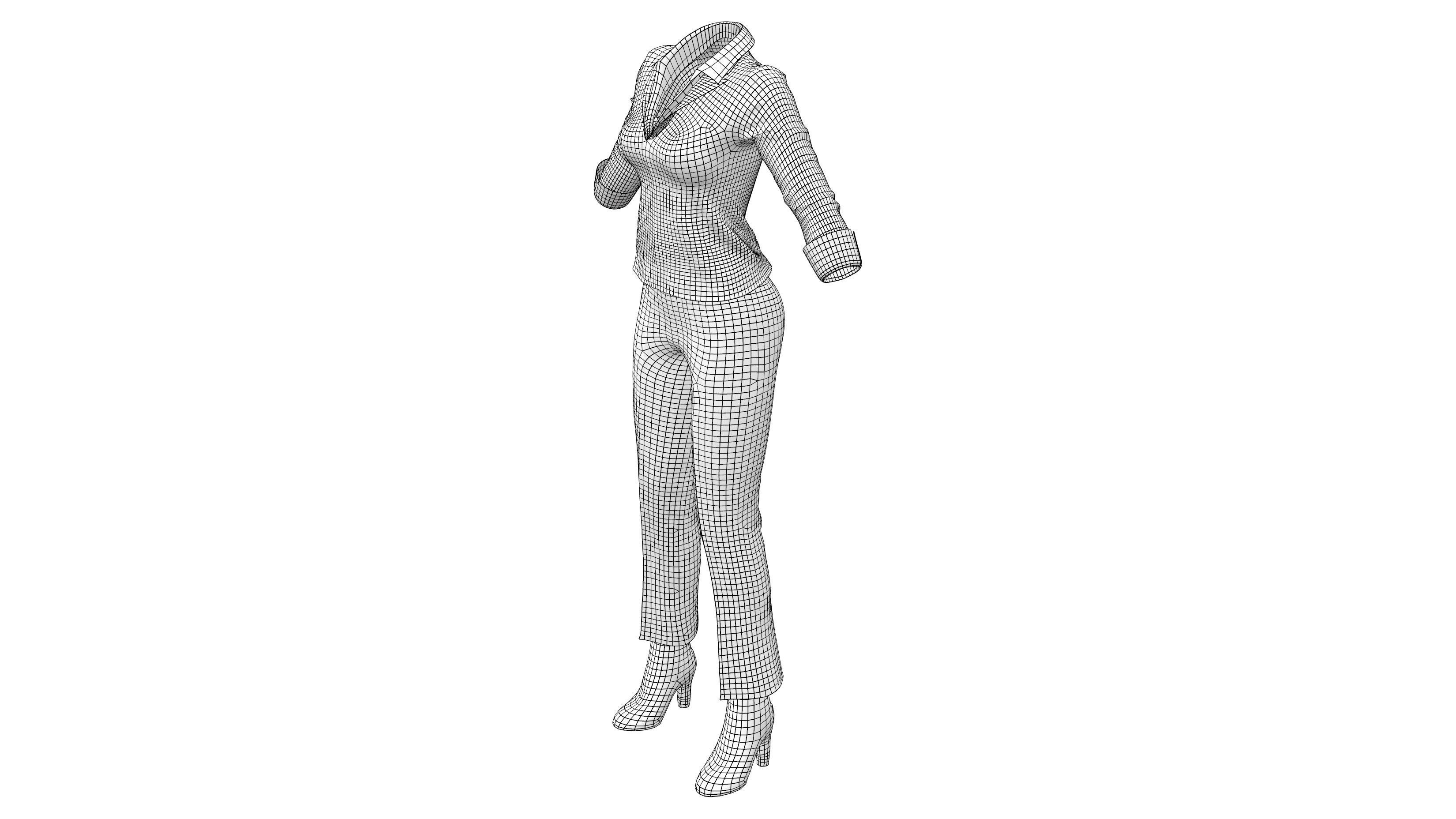 Female Secret Agent Outfit Low-poly 3D model_11