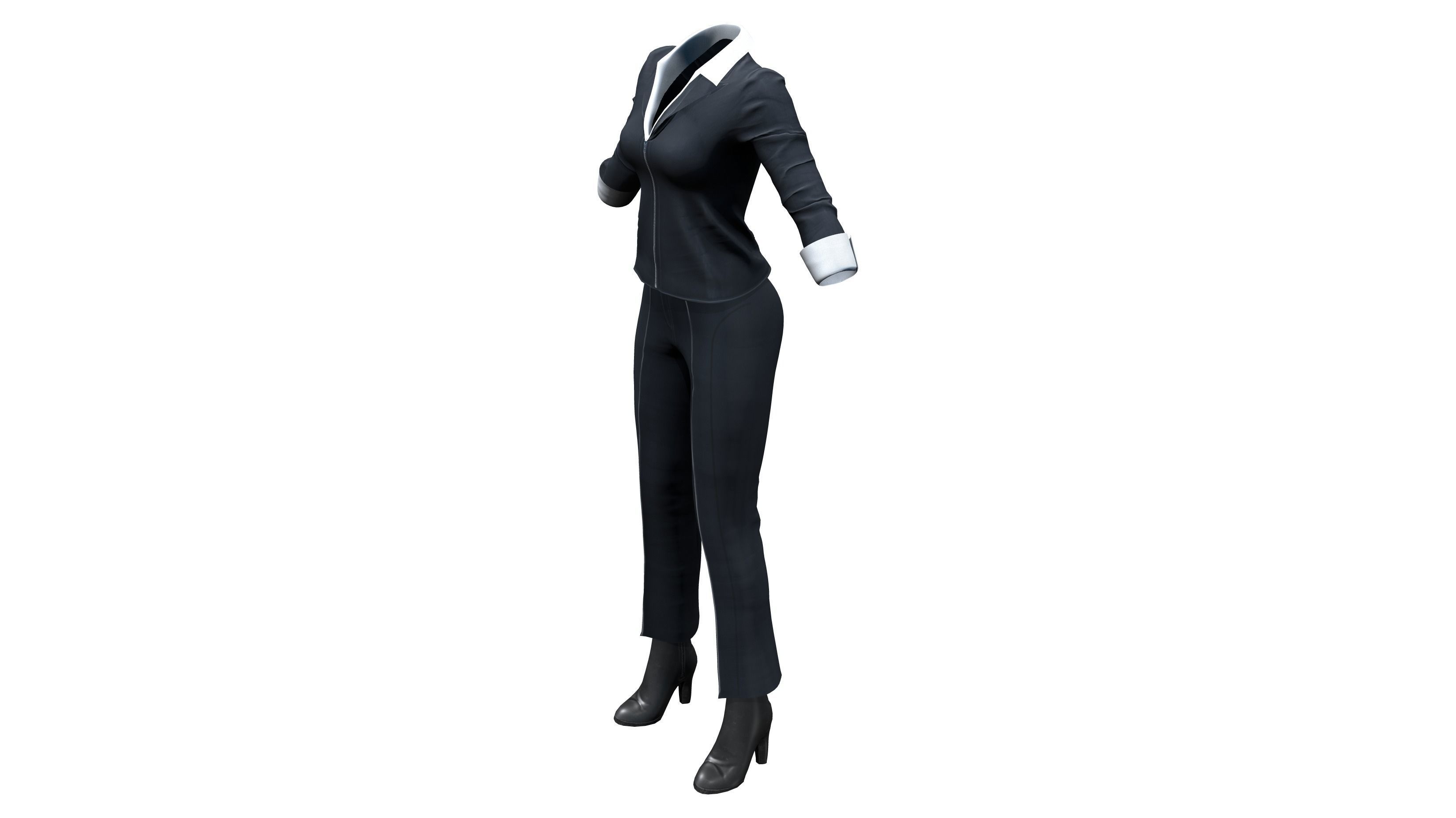 Female Secret Agent Outfit Low-poly 3D model_6