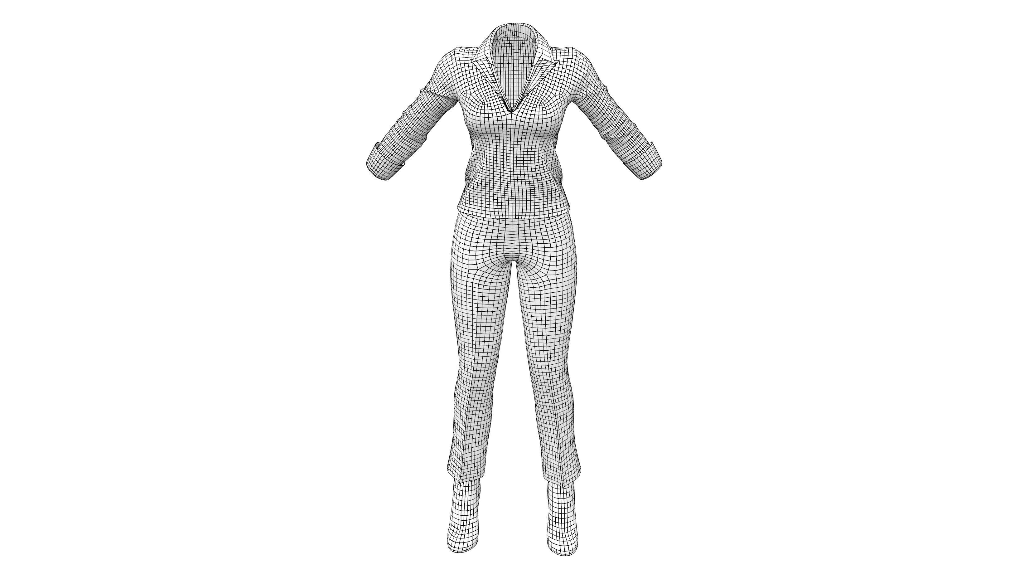 Female Secret Agent Outfit Low-poly 3D model_10