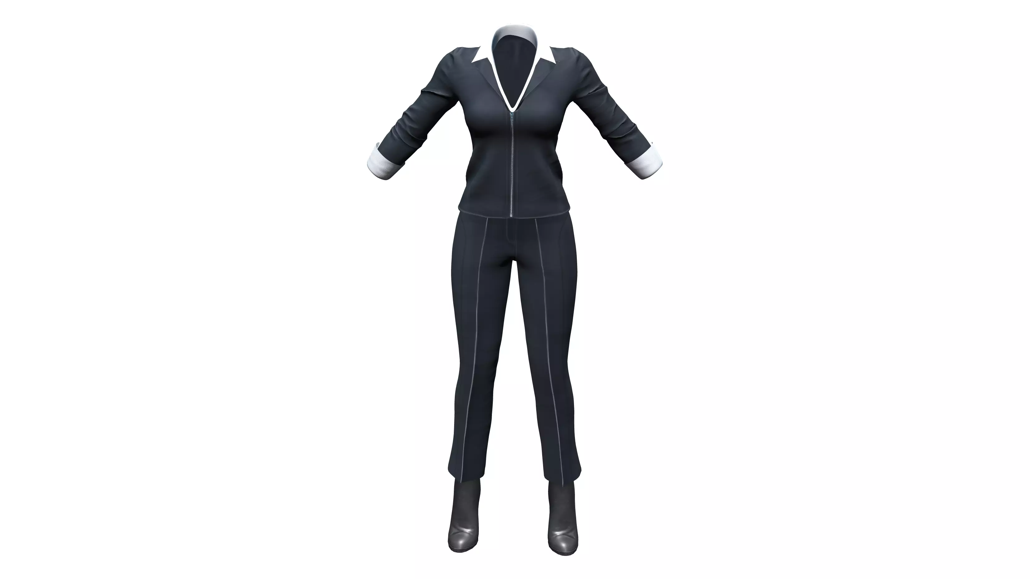 Female Secret Agent Outfit Low-poly 3D model_0