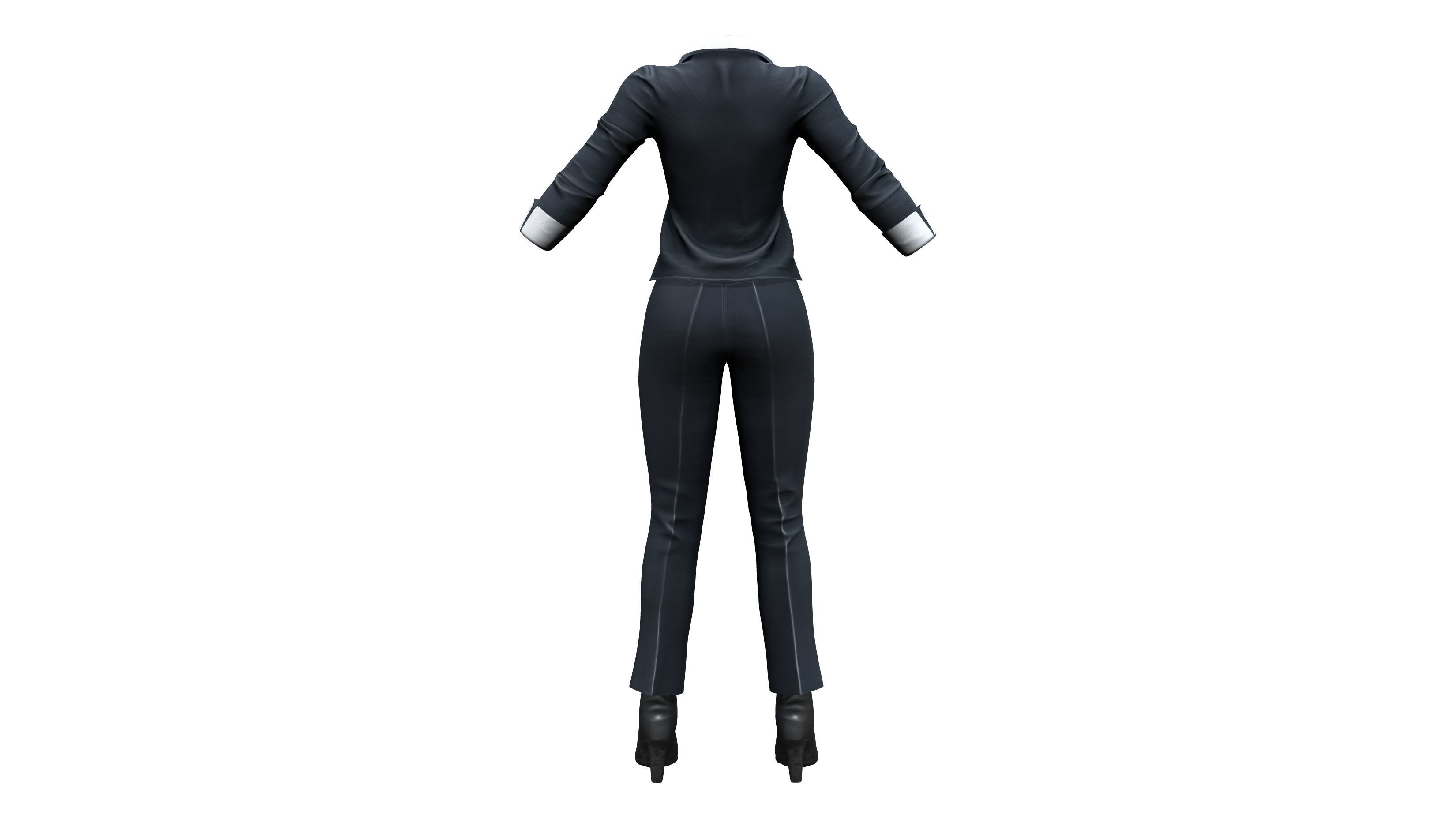 Female Secret Agent Outfit Low-poly 3D model_8