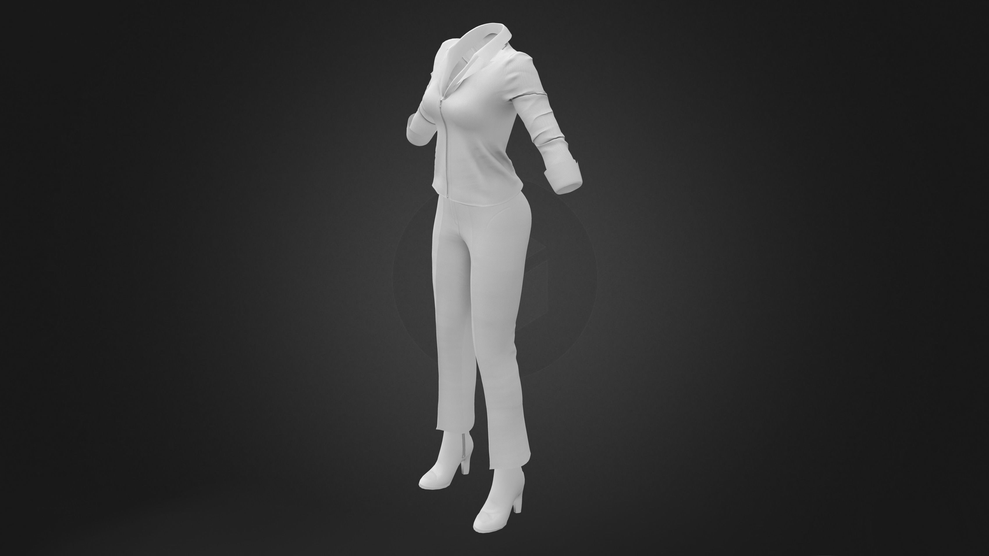 Female Secret Agent Outfit Low-poly 3D model_12