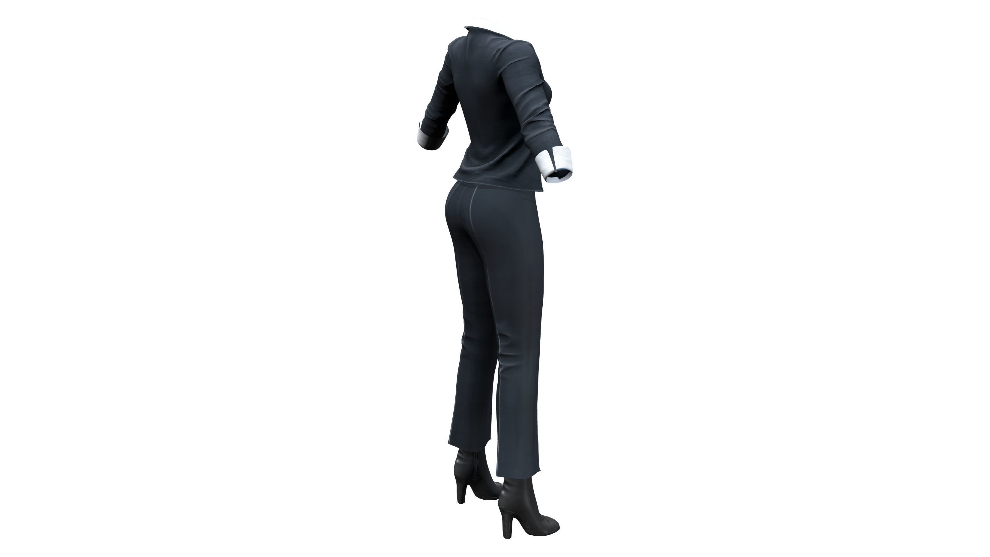 Female Secret Agent Outfit Low-poly 3D model_9