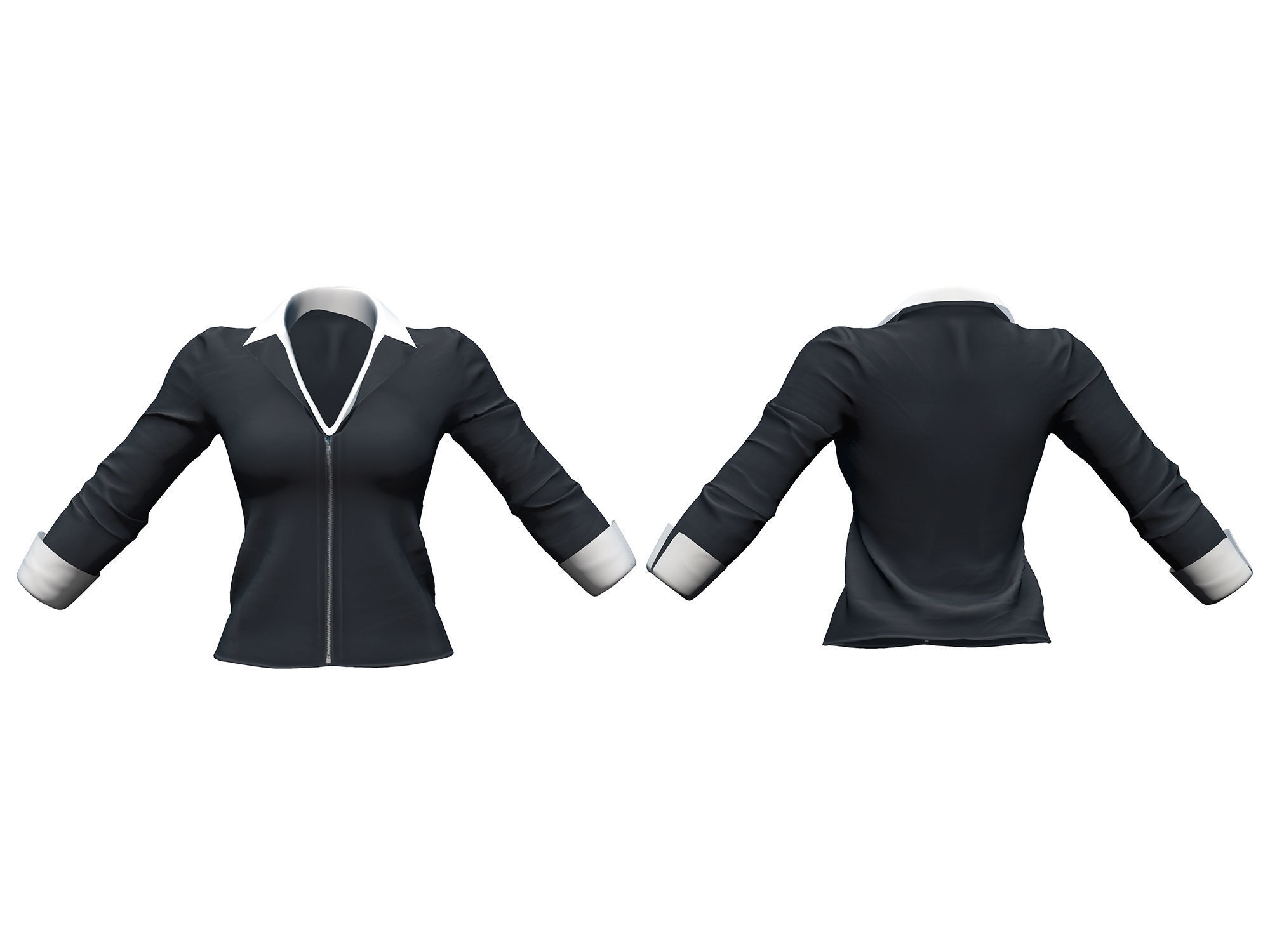 Female Secret Agent Outfit Low-poly 3D model_3