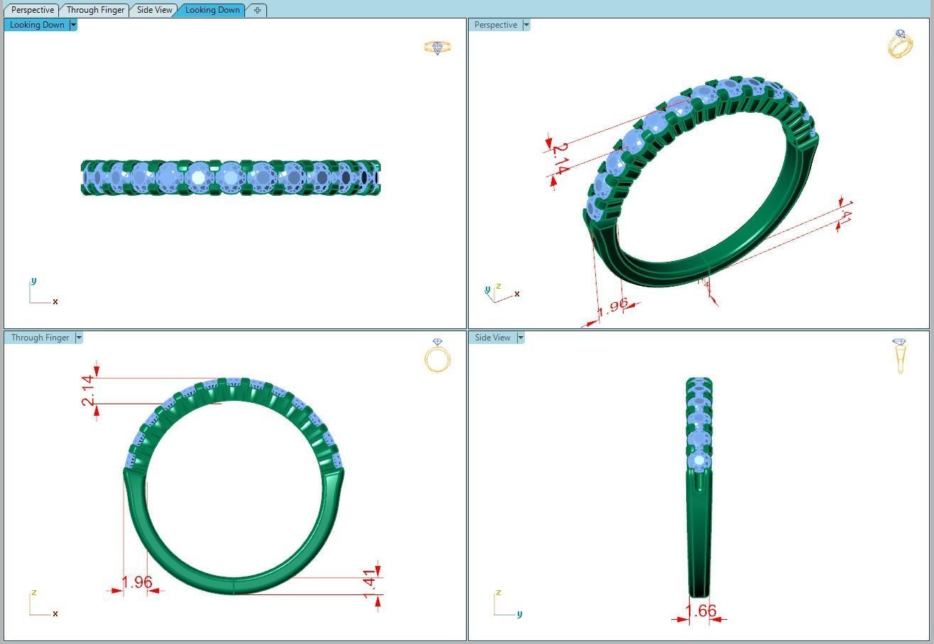 Ring069 gold band with round diamonds 3D print model_5