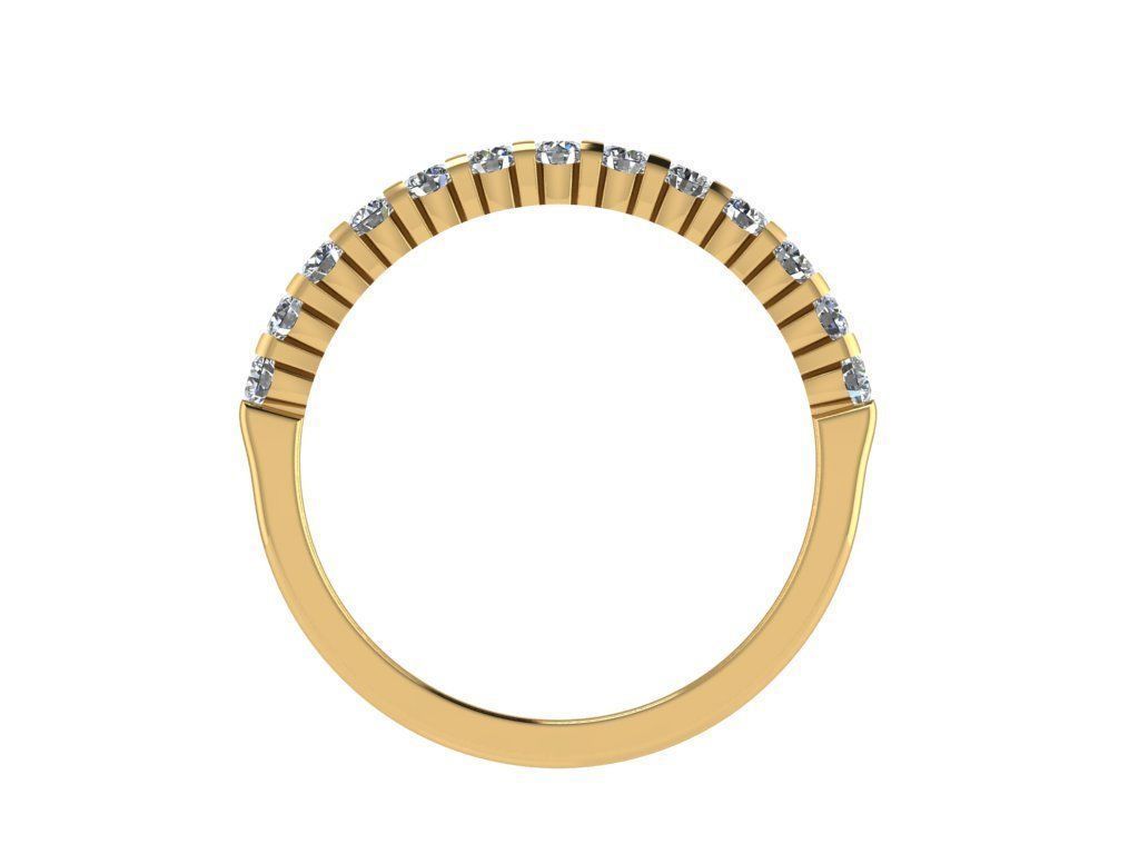 Ring069 gold band with round diamonds 3D print model_2