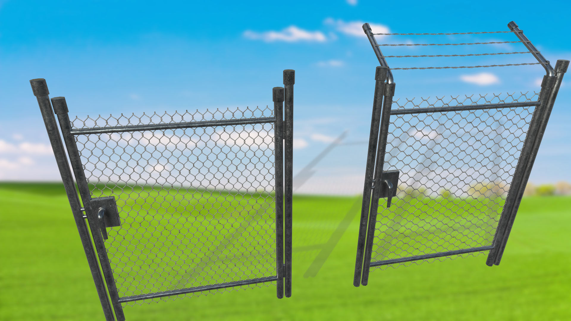 metal mesh gates Low-poly 3D model_4