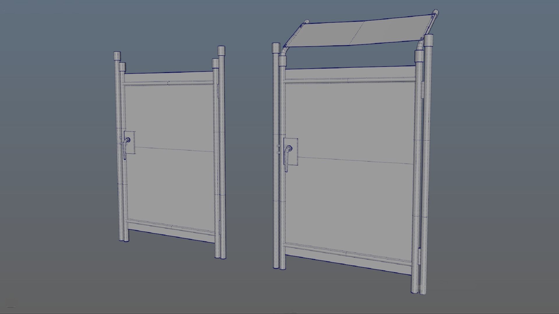 metal mesh gates Low-poly 3D model_6