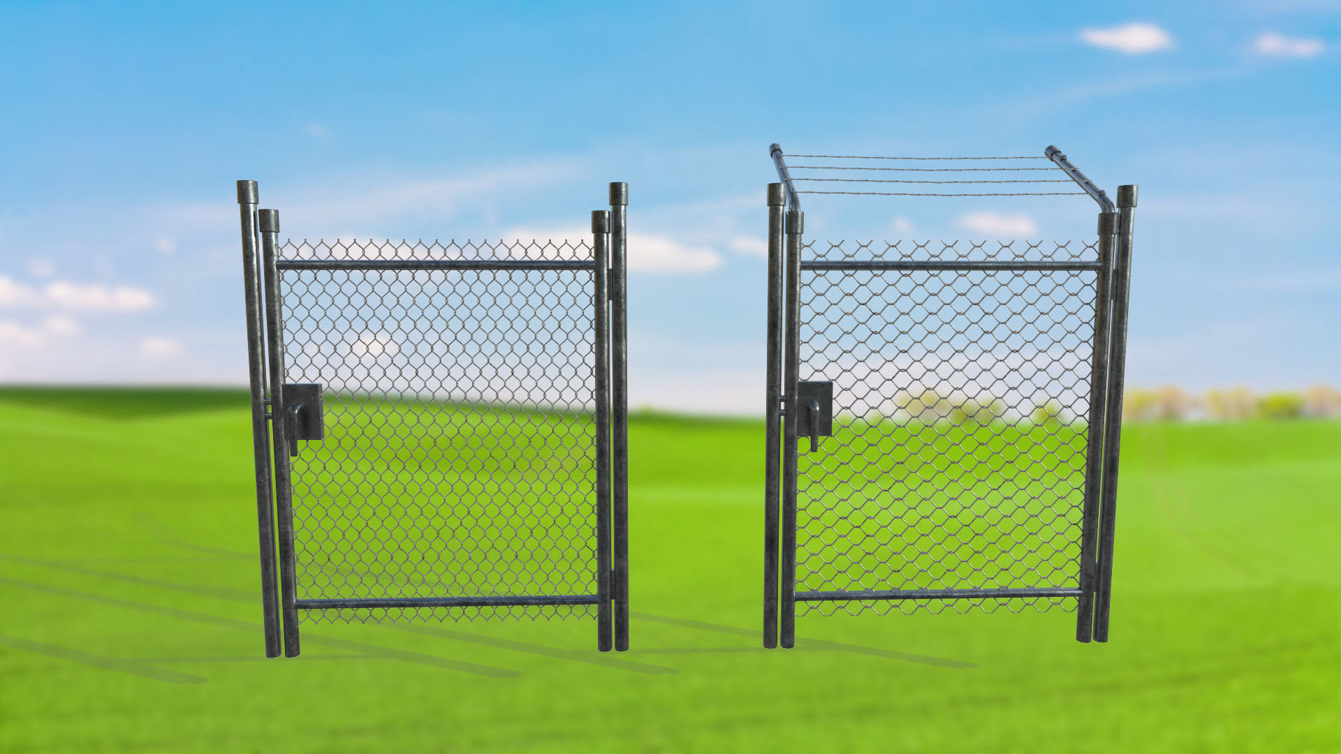 metal mesh gates Low-poly 3D model_1